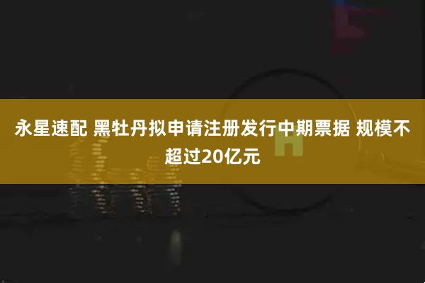 永星速配 黑牡丹拟申请注册发行中期票据 规模不超过20亿元